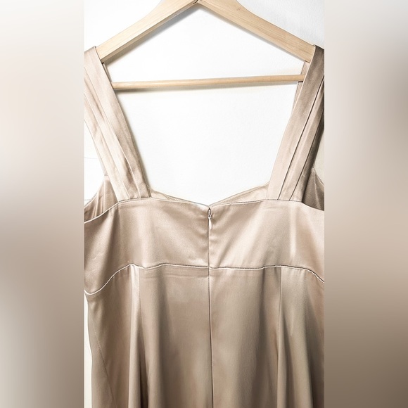 CALVIN KLEIN 🥂 Y2K cocktail satin mini metallic bronze dress L • XL - Picture 4 of 7
